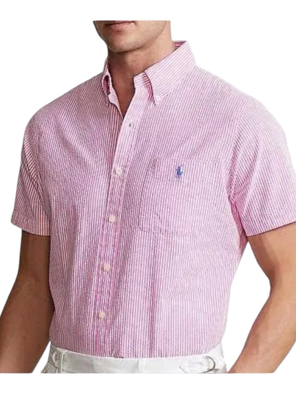 Ralph Lauren pink & white stripped Performance button down shirt XLT